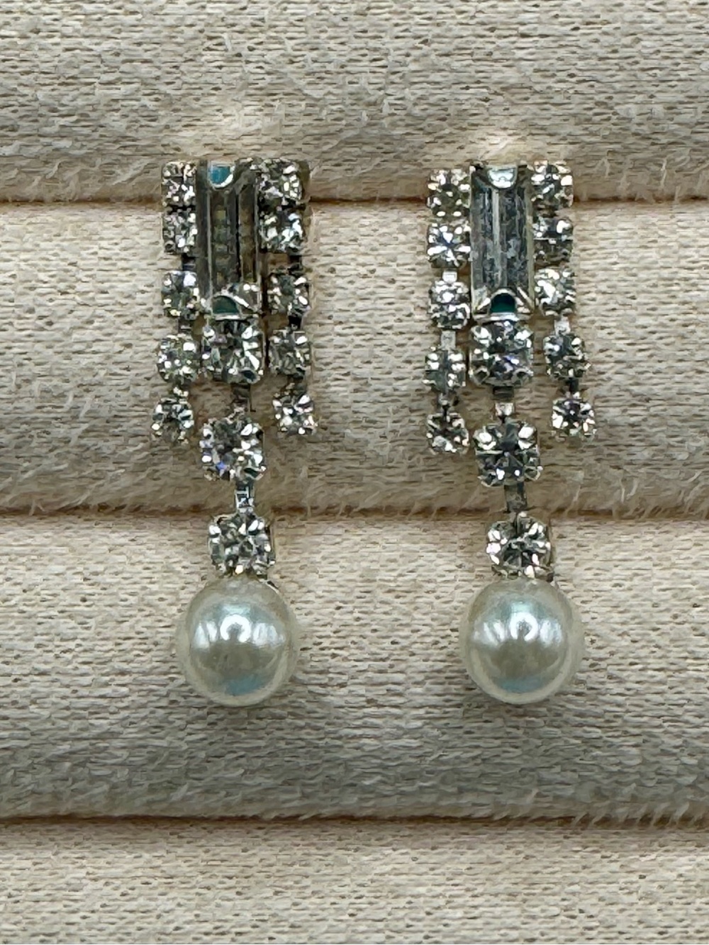 Pearl Drop Rhinestone Earrings
